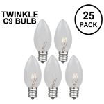 Clear Twinkle C9 Bulbs 7 Watt Replacement Lamps 25 Pack