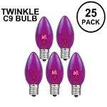 Purple Twinkle C9 Bulbs 7 Watt Replacement Lamps 25 Pack