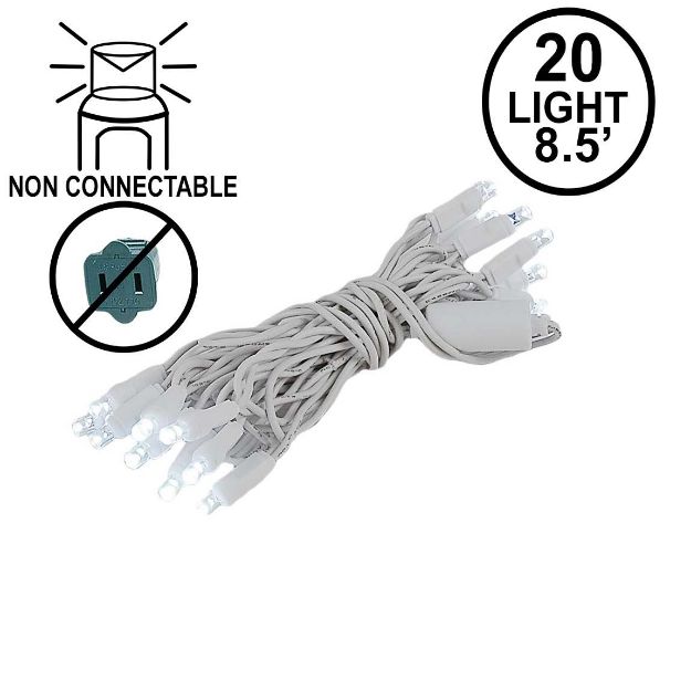 20 Light Non Connectable Pure White LED Mini Lights White Wire