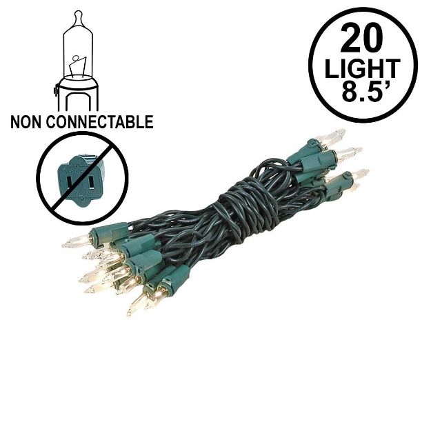 Non Connectable Clear Green Wire Mini Lights 20 Light 8.5' 