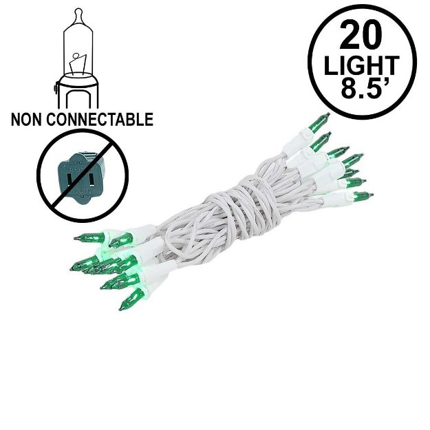 Non Connectable Green White Wire Mini Lights 20 Light 8.5'