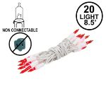 Non Connectable Red White Wire Mini Lights 20 Light 8.5'