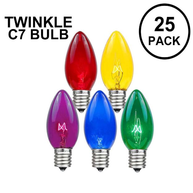 Assorted Twinkle C7 7 Watt Bulbs 25 Pack
