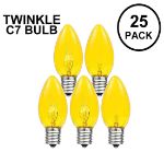 Yellow Twinkle C7 7 Watt Bulbs 25 Pack