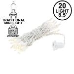 20 Light 9' Long White Wire Christmas Mini Lights