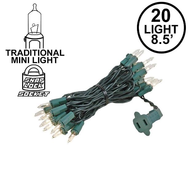 Christmas Mini Light String Sets 20 Light Green Wire Clear