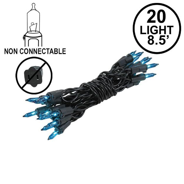 Non Connectable Teal Black Wire Mini Lights 20 Light 8.5'