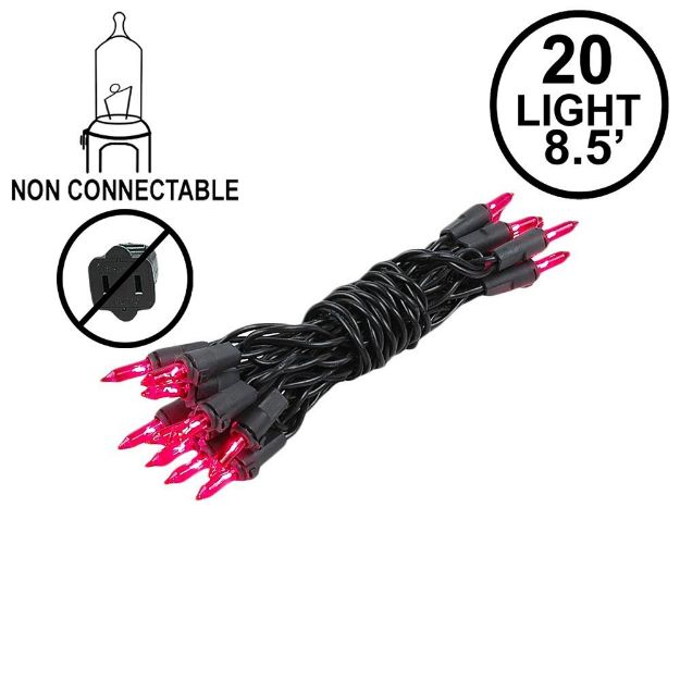 Non Connectable Pink Black Wire Mini Lights 20 Light 8.5'