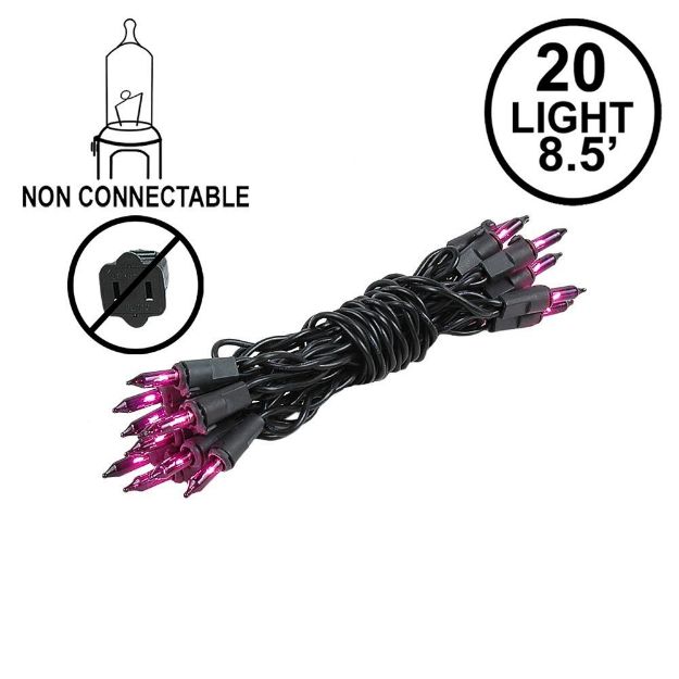 Non Connectable Purple Black Wire Mini Lights 20 Light 8.5'