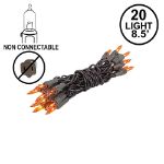 Non Connectable Amber/Orange Brown Wire Mini Lights 20 Light 8.5'