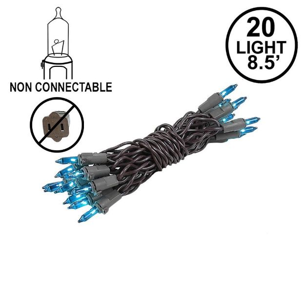 Non Connectable Teal Brown Wire Mini Lights 20 Light 8.5'