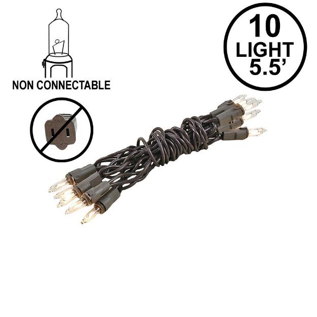 Non Connectable Clear Brown Wire Mini Lights 10 Light 5.5'
