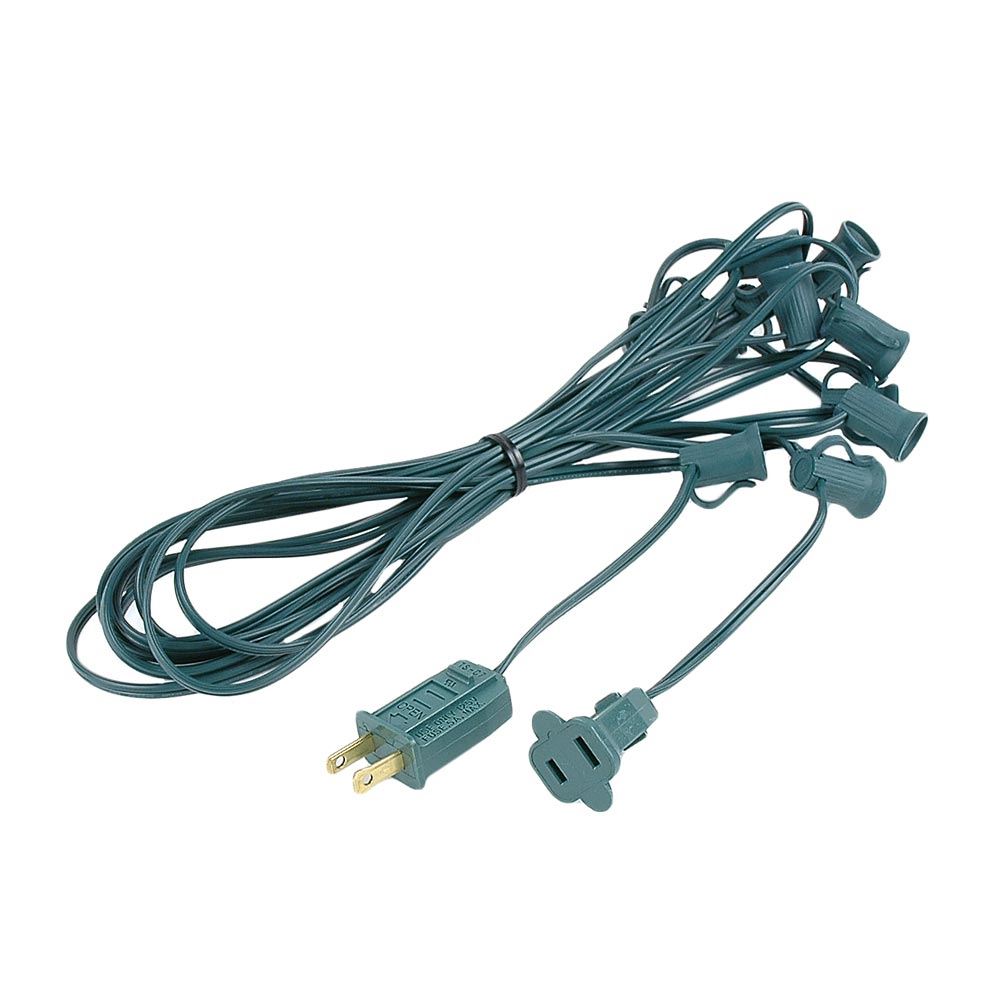 C7 Christmas light String Green Wire 10 Sockets - Novelty Lights ...