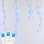 Blue LED Icicle Lights on White Wire 70 Bulbs
