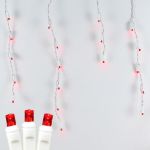Red LED Icicle Lights on White Wire 70 Bulbs