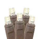 Warm White LED Icicle Lights on Brown Wire 70 Bulbs