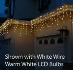 Warm White LED Icicle Lights on Brown Wire 70 Bulbs