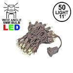 50 LED Warm White LED Christmas Lights 11' Long on Brown Wire