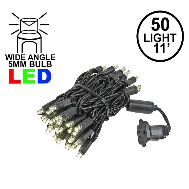 50 LED Warm White LED Christmas Lights 11' Long on Black Wire