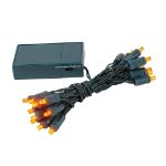 20 LED Battery Operated Lights Amber/Orange Green Wire