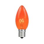 C9 25 Light String Set with Orange Bulbs on White Wire