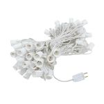 100 C9 Christmas Light Set - Red Bulbs - White Wire