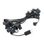 C9 25 Light String Set with Ceramic White Bulbs on Black Wire
