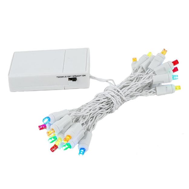 20 LED Battery Operated Christmas Lights Multi on White Wire - Novelty ...