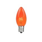25 Light String Set with Amber/Orange Transparent C7 Bulbs on Black Wire
