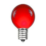 25 G30 Globe Light String Set with Red Satin Bulbs on Green Wire