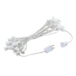 25 G30 Globe Light String Set with Blue Satin Bulbs on White Wire