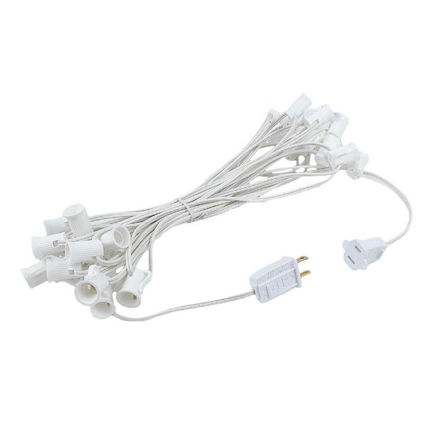 Frosted White G30 Globe/Round Outdoor String Light Set on White Wire ...