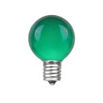25 G30 Globe Light String Set with Green Satin Bulbs on White Wire