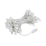 100 G30 Globe String Light Set with Blue Satin Bulbs on White Wire