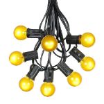 25 G30 Globe Light String Set with Yellow Satin Bulbs on Black Wire