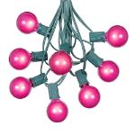 25 G40 Globe String Light Set with Pink Satin Bulbs on Green Wire