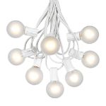 25 G40 Globe String Light Set with Frosted White Bulbs on White Wire