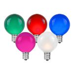 25 G40 Globe String Light Set with Multi-Colored Satin Bulbs on White Wire