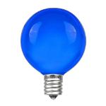 25 G40 Globe String Light Set with Blue Satin Bulbs on Brown Wire