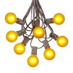 25 G40 Globe String Light Set with Yellow Satin Bulbs on Brown Wire