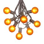 25 G40 Globe String Light Set with Orange Satin Bulbs on Brown Wire