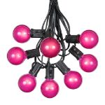25 G40 Globe String Light Set with Pink Satin Bulbs on Black Wire