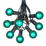 25 G40 Globe String Light Set with Green Satin Bulbs on Black Wire