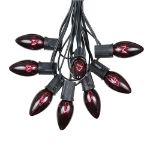 100 C9 Christmas Light Set - Black Light Very Dark Purple Bulbs - Black Wire