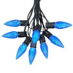 25 Light String Set with Blue LED C9 Bulbs on Black Wire