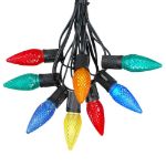 25 Light String Set with Multi Colored LED C9 Bulbs on Black Wire