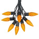 25 Light String Set with Amber (Orange) LED C9 Bulbs on Black Wire