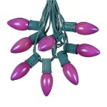 100 C9 Ceramic Christmas Light Set - Purple - Green Wire