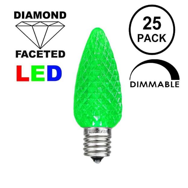 Green C9 LED Replacement Bulbs 25 Pack