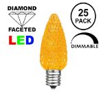 25 Light String Set with Amber (Orange) LED C9 Bulbs on Brown Wire